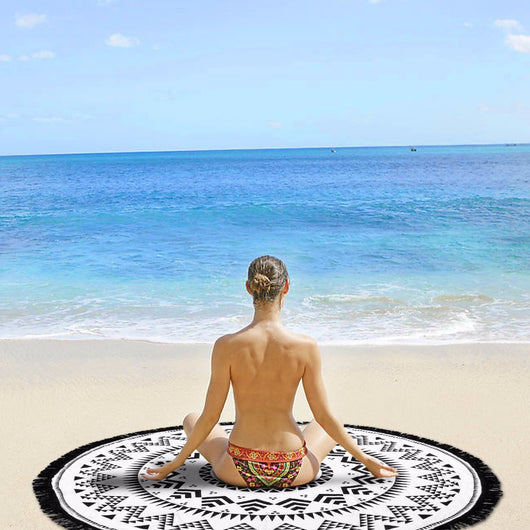 Tapete de Playa Redondo Yoga con Diseño Estampado Europeo - Image 6