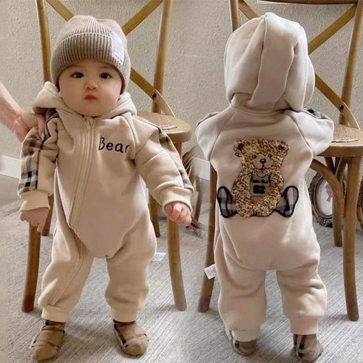 Pijama Enterizo Polar Forrado para Bebés - Otoño Invierno