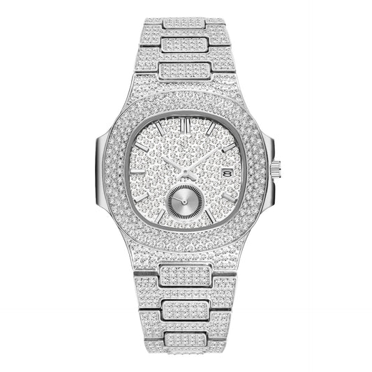 Reloj de Cuarzo para Hombre Dorado con Diamantes Completos - Lujo Hip Hop - Image 2