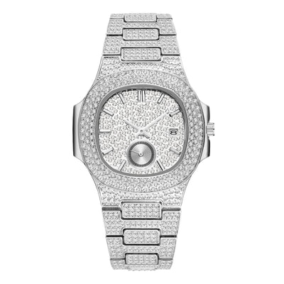 Reloj de Cuarzo para Hombre Dorado con Diamantes Completos - Lujo Hip Hop - Image 2
