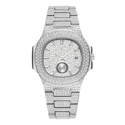 Reloj de Cuarzo para Hombre Dorado con Diamantes Completos - Lujo Hip Hop - Image 2
