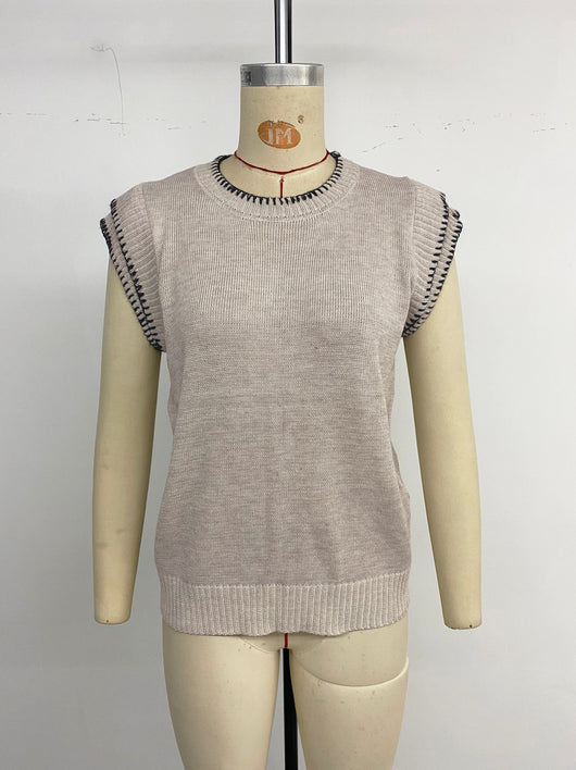 Chaleco Tejido sin Mangas con Cuello Redondo y Detalles de Costura - Image 17