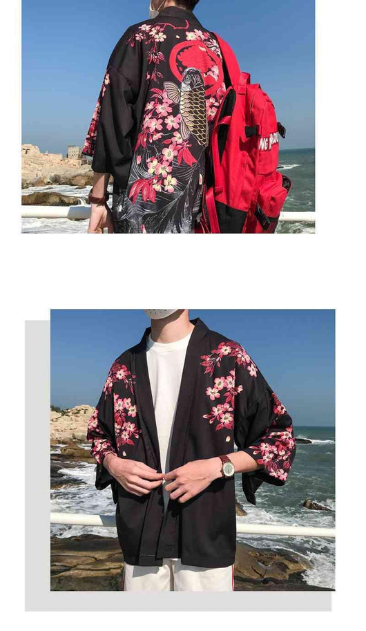 Cardigan Suelto de Protección Solar con Mangas 3/4 para Hombre - Image 18
