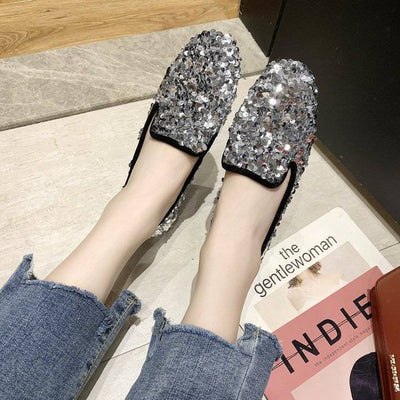 Zapatos de Tacón Bajo Brillantes Multiuso para Mujer - Image 4