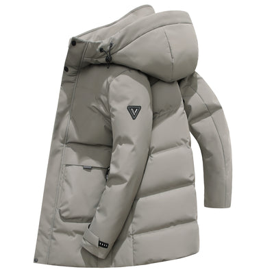 Chaqueta Acolchada de Pato Blanco con Capucha - Largo Medio - Image 14