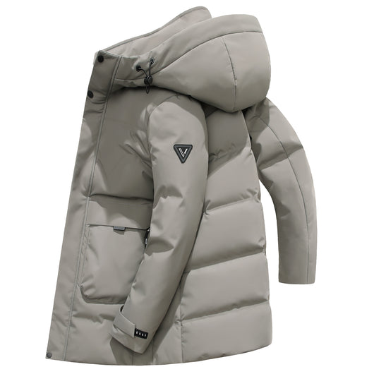 Chaqueta Acolchada de Pato Blanco con Capucha - Largo Medio - Image 14