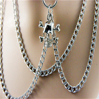 Collar de Cadena de Cuero Personalizado con Calavera Punk - Image 3