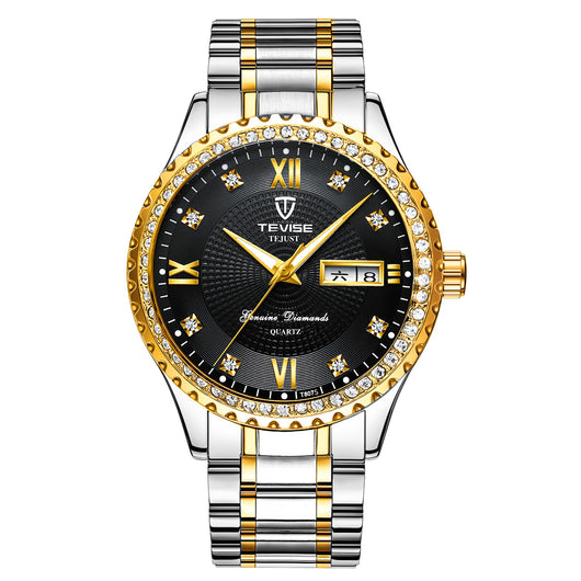 Relojes de Pareja Minimalistas Dorados con Diamantes - Cuarzo Elegante - Image 5