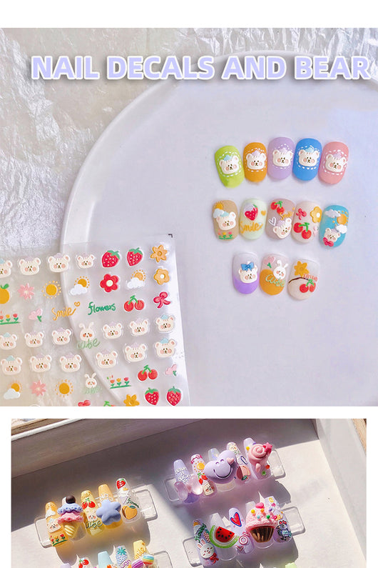 Stickers de Uñas 5D con Relieve Adhesivo - Diseño Simple y Adorable - Image 17