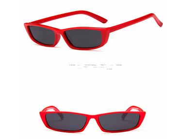 Black retro square sunglasses with small rectangular lenses, shown from top, front, and side views. - Image 10