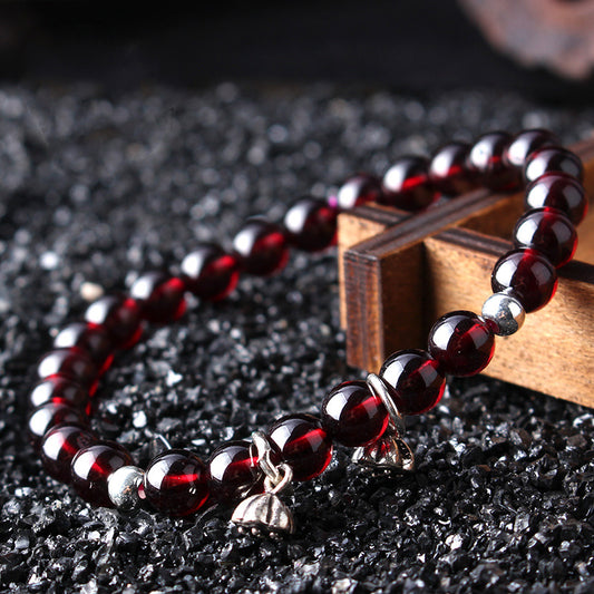 Pulsera de Granate Natural - Anillo Solitario