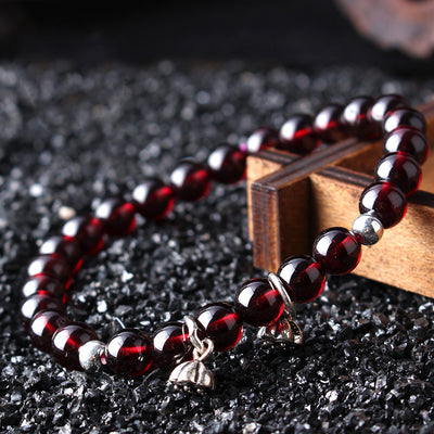 Pulsera de Granate Natural - Anillo Solitario