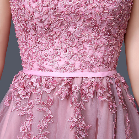 Vestido de Noche Rosa Midi con Hombros Descubiertos para Graduación y Eventos - Image 2