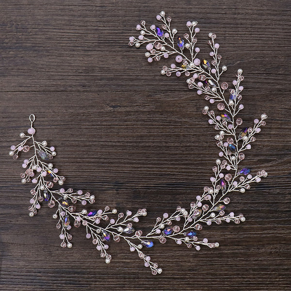 Diadema de Cristal Rosa Artesanal Europeo y Americano