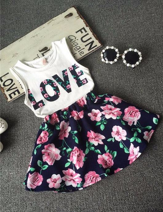 Conjunto de Falda y Chaleco Niña con Diseño LOVE