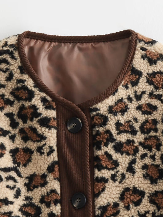 Abrigo Suelto de Piel de Cordero Estampado Leopardo - Image 14