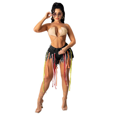 Shorts de Mezclilla con Alta Elasticidad y Cordones - Image 2