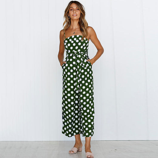Jumpsuit Largo sin Mangas con Escote Halter y Lunares - Image 23
