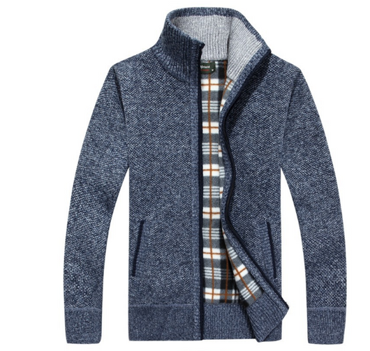 Suéter de Punto para Hombre con Mangas de Terciopelo - Chamarra Abrigada de Otoño - Image 7