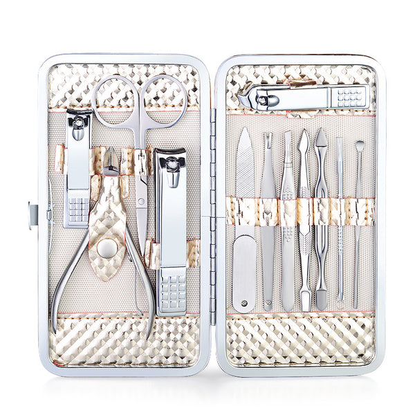 Set de 12 Herramientas de Manicura en Acero Inoxidable