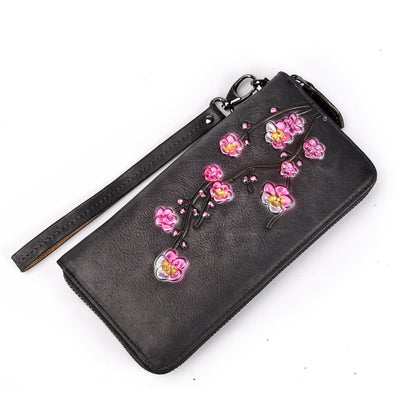 Billetera de Cuero Grabado con Múltiples Compartimentos para Tarjetas - Bolso de Mano para Mujer - Image 5