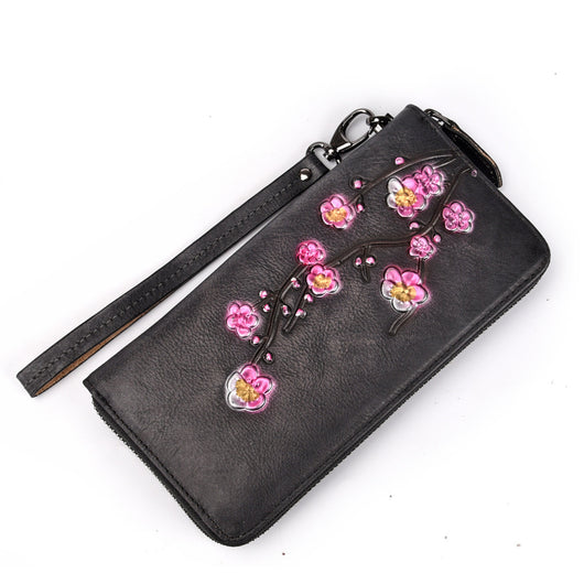Billetera de Cuero Grabado con Múltiples Compartimentos para Tarjetas - Bolso de Mano para Mujer - Image 5