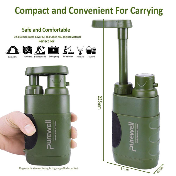 Purificador de Agua Multietapa para Camping y Supervivencia en Wilderness