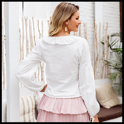 Blusa Suelta con Volantes y Manga Larga Versátil - Image 4