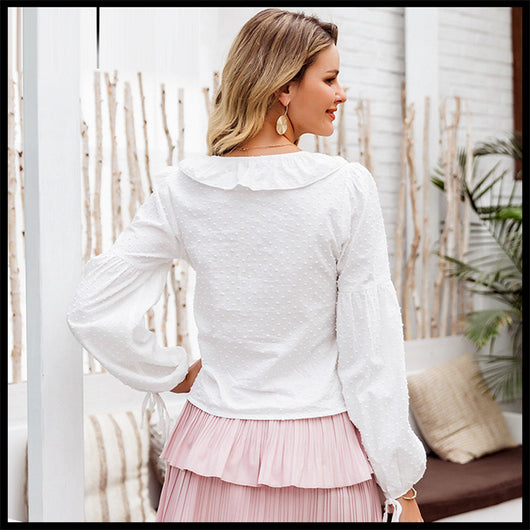 Blusa Suelta con Volantes y Manga Larga Versátil - Image 4