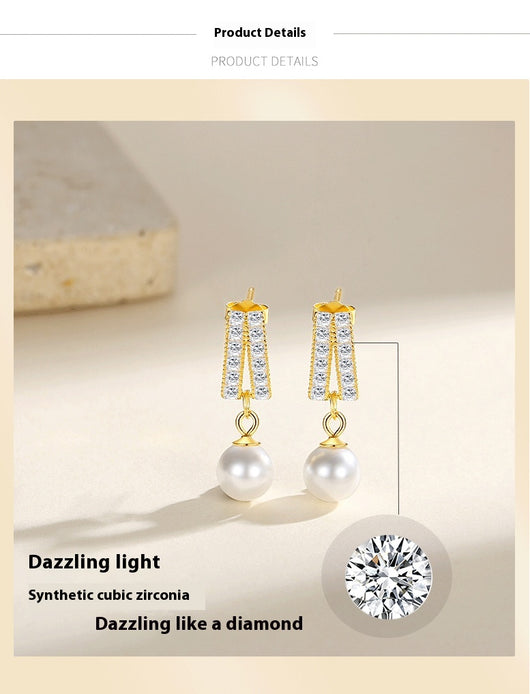 Aretes de Perla Geométrica Diamante - Lujo Asequible Estilo Nicho - Image 8