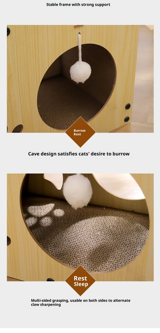 Rascador Multifuncional de Cartón Corrugado para Gatos con Entretenimiento Integrado - Image 8