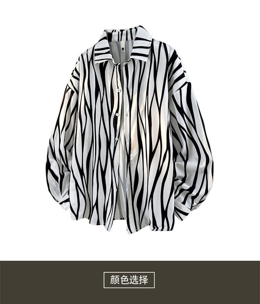 Camisa Holgada de Rayas para Hombre Talla Grande - Image 9
