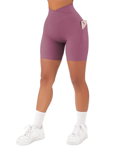 Shorts Deportivos Cruzados para Mujer con Bolsillos y Cinturón - Image 5