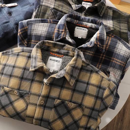 Abrigo Acolchado de Lana Escocesa con Forro Polar para Otoño e Invierno - Image 3