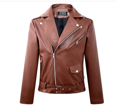 Chaqueta de Cuero Slim con Cremallera Diagonal y Solapa - Image 8