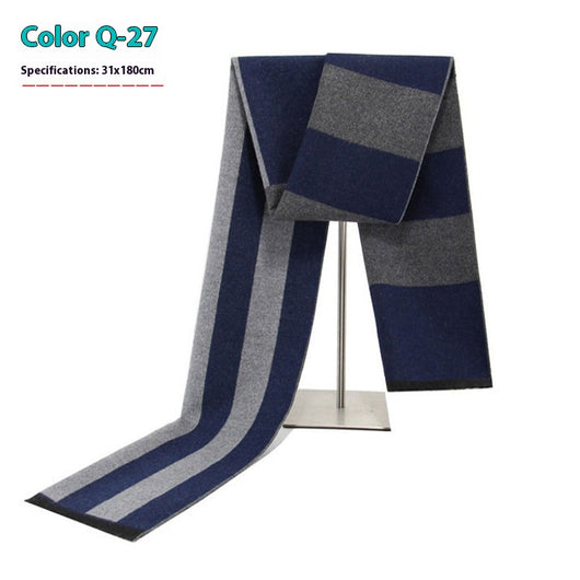 Bufanda Ejecutiva de Cachemira Rayada para Hombre Invierno - Image 32
