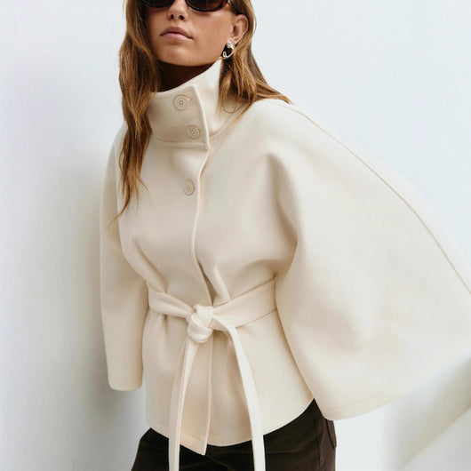 Abrigo Gabardina Cuello Alto Mujer - Diseño Minimalista