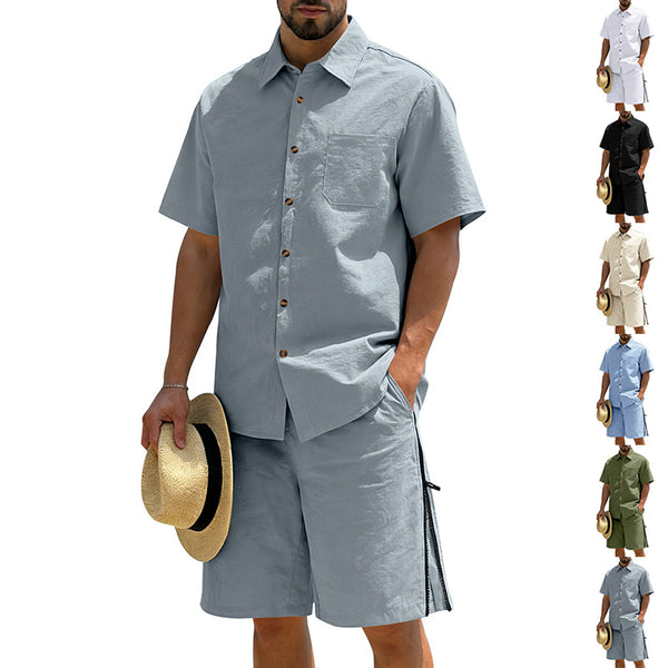 Conjunto de Dos Piezas: Camisa Manga Corta y Shorts con Cordón