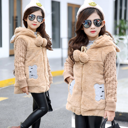 Chaqueta de Algodón con Detalles de Pelaje Sintético para Niñas - Image 9