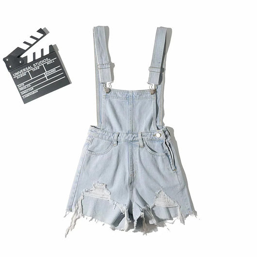 Shorts Denim Rotos con Tirantes para Mujer - Image 15