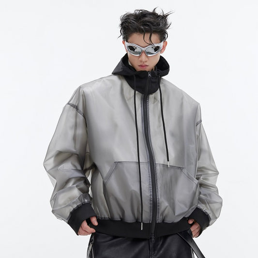 Chaqueta Impermeable con Capucha de Diseño Transparente Unisex