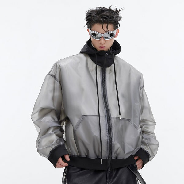 Chaqueta Impermeable con Capucha de Diseño Transparente Unisex