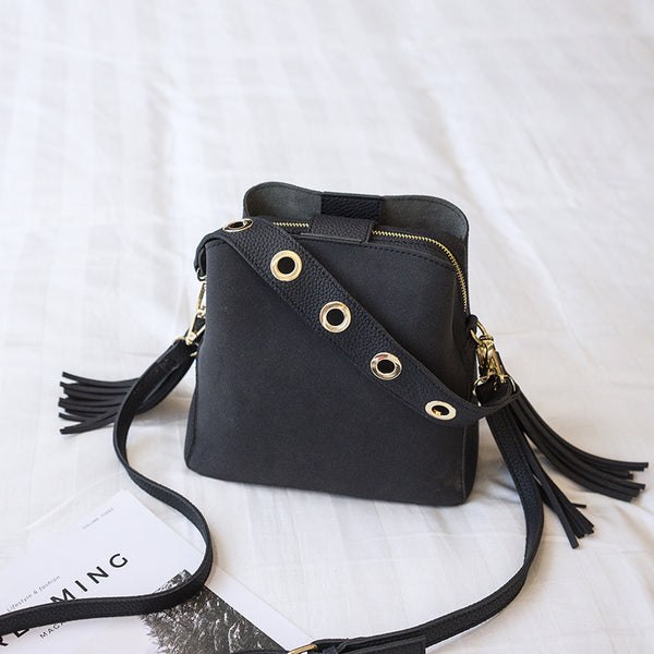 Bolsa Bucket Retro Coreana con Borlas Esmerilada - Bandolera Vintage para Mujer - Image 32