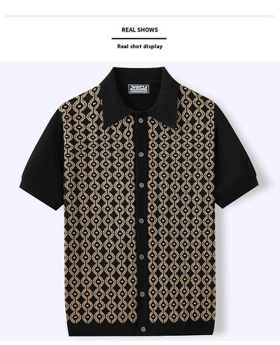 Cardigan Jacquard de Lino Tencel Manga Corta para Hombre - Image 19