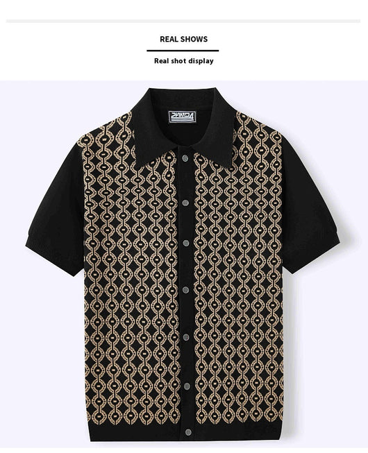 Cardigan Jacquard de Lino Tencel Manga Corta para Hombre - Image 19