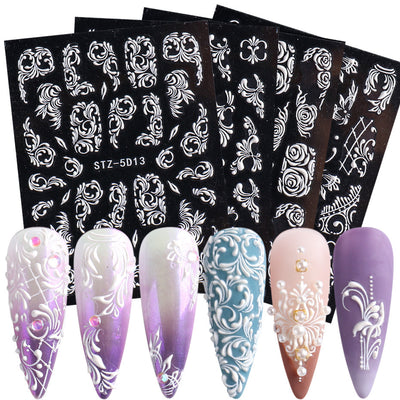 Stickers de Uñas 5D con Rosas Talladas en Estéreo - Image 3