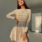 Vestido Largo A-line con Espalda Descubierta y Mangas Largas