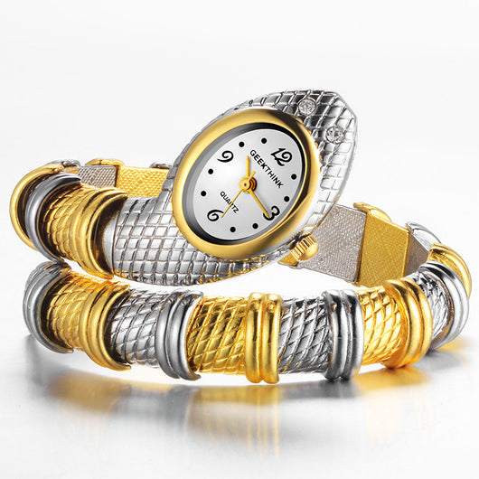 Reloj Pulsera Dorado Diseño Serpiente para Mujer - Image 6