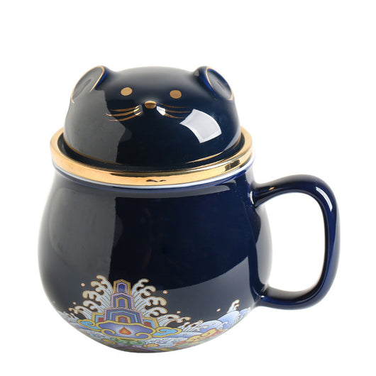 Taza de Té Cerámica Ciudad Prohibida con Tapa - Separador de Infusiones - Image 20