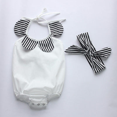 Conjunto de 3 Piezas: Enterizo Halter Girasol con Pantalón de Cintura Alta y Moño - Image 3